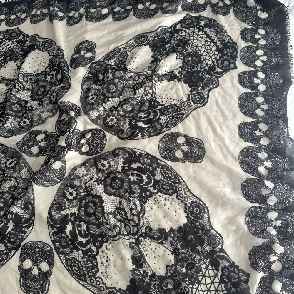 Skull Scarf Square 45" Boho Halloween - Picture 5 of 12